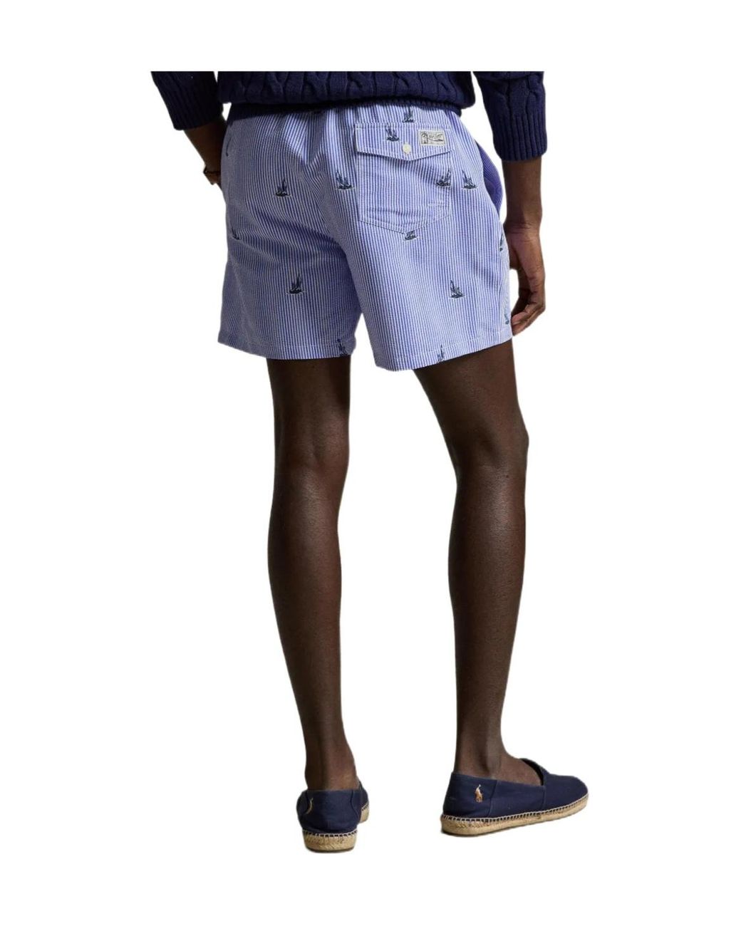 Polo Ralph Lauren Blue Striped Sailboat Swim Trunks for men