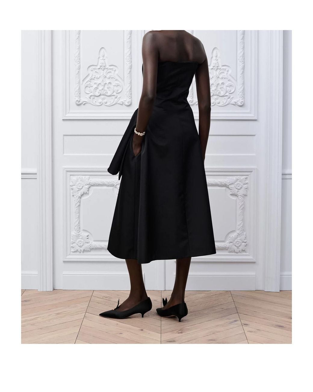 Dior Black Mid-Length Draped Bustier Dress