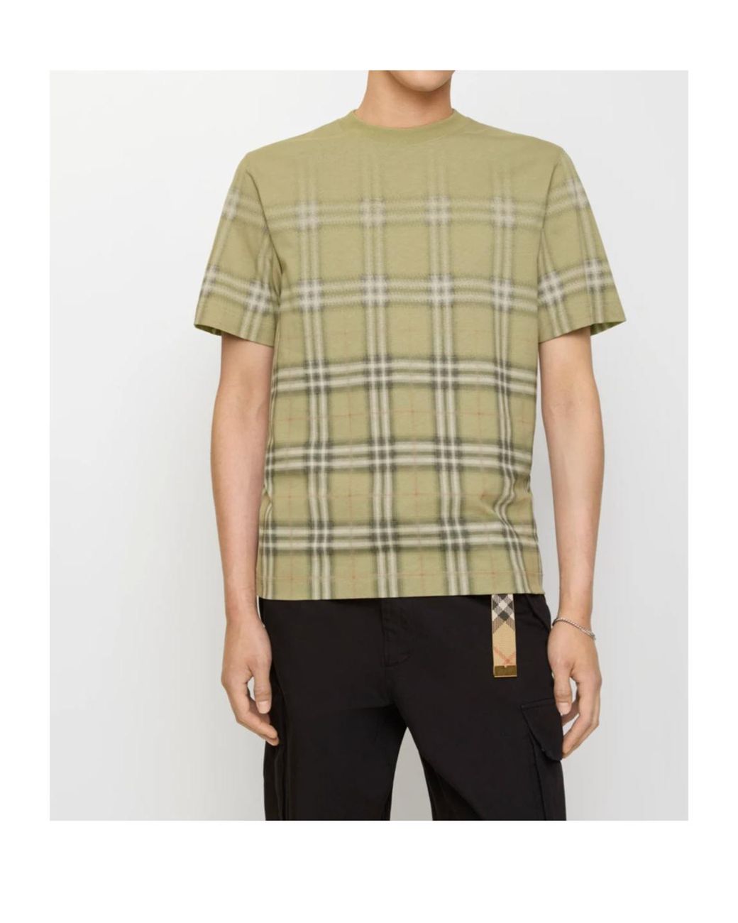 Burberry Green Cotton Gradient Check T-Shirt for men