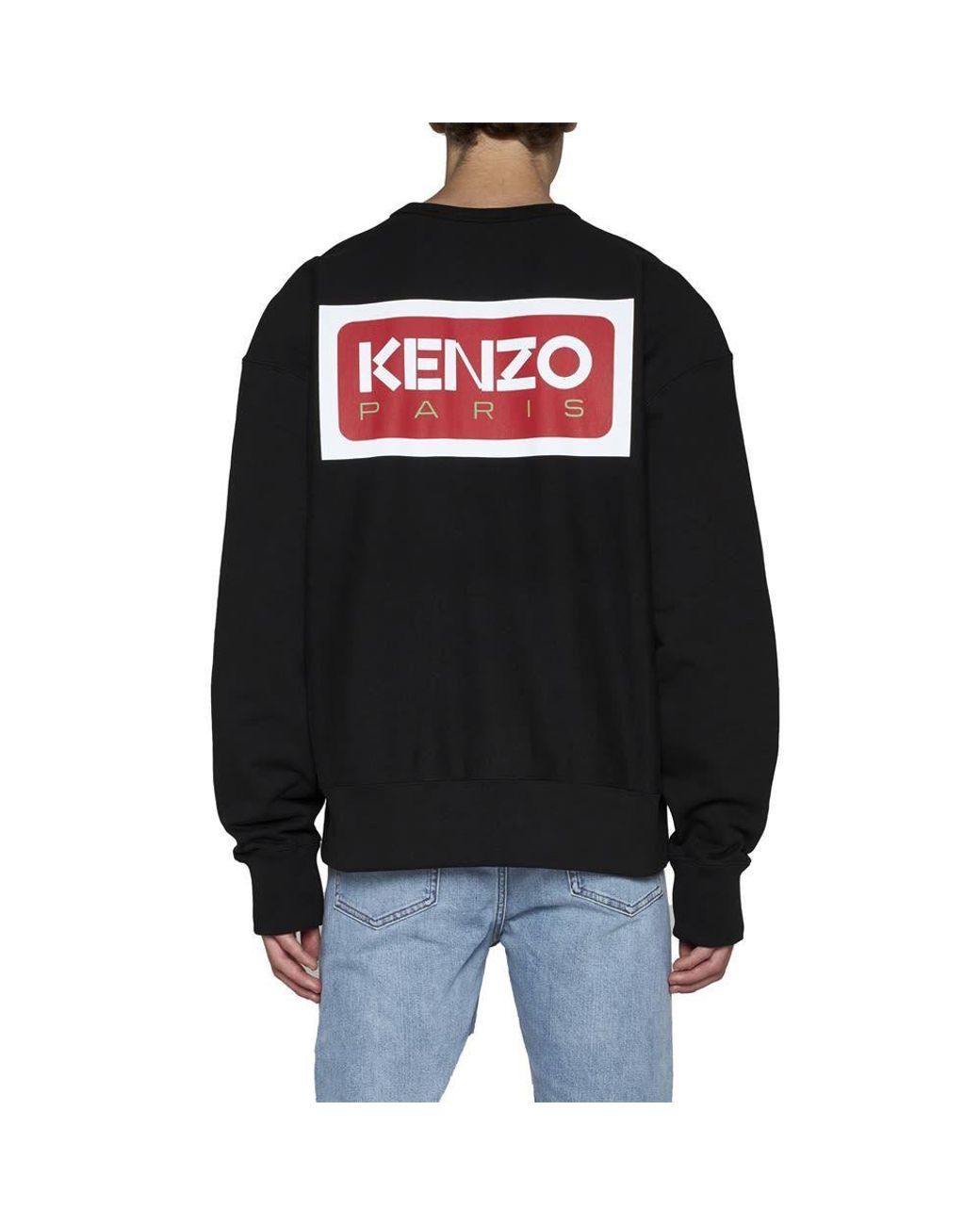 KENZO Black Logo-Patch Crewneck Sweatshirt for men