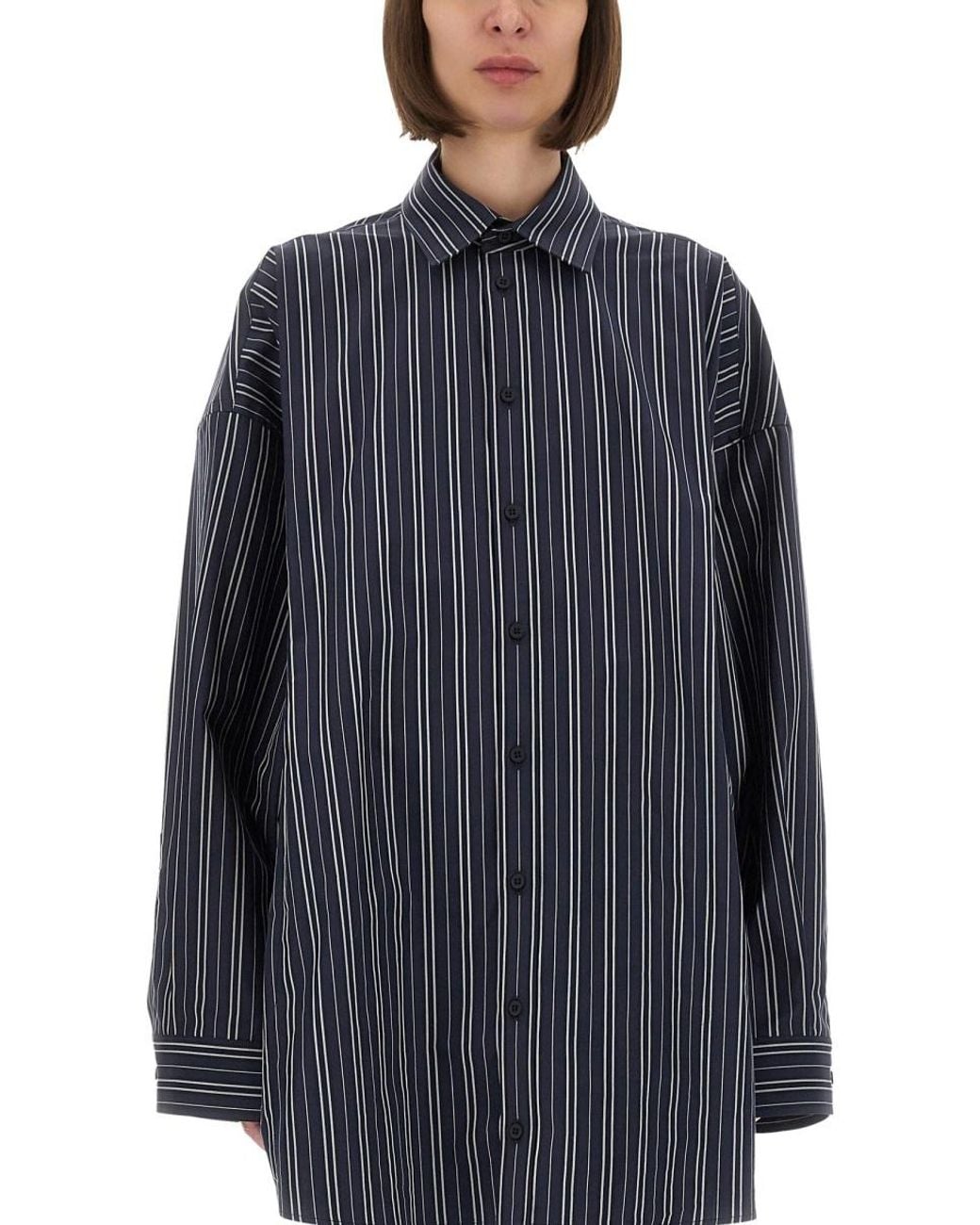 Balenciaga Blue Striped Shirt Dress