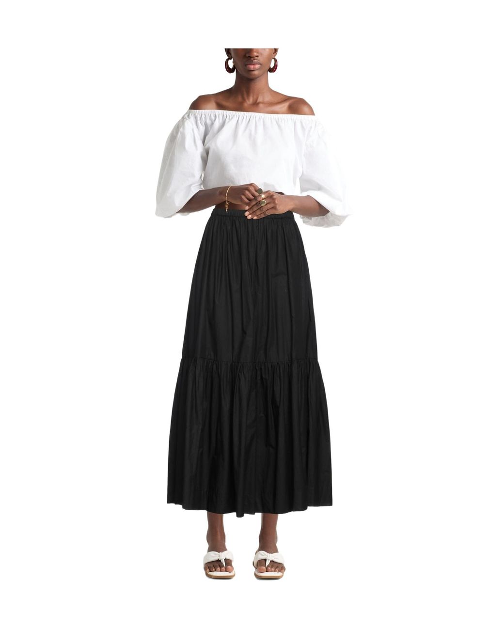 Ganni Black Solid Umbrella Skirt