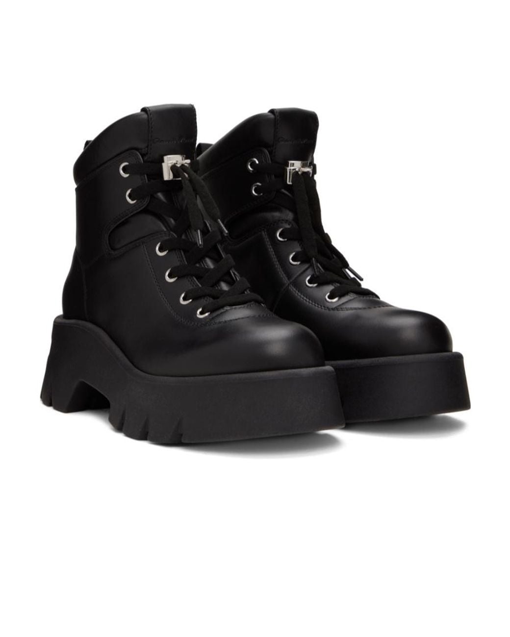 Gianvito Rossi Black Lace-Up Ankle Boots