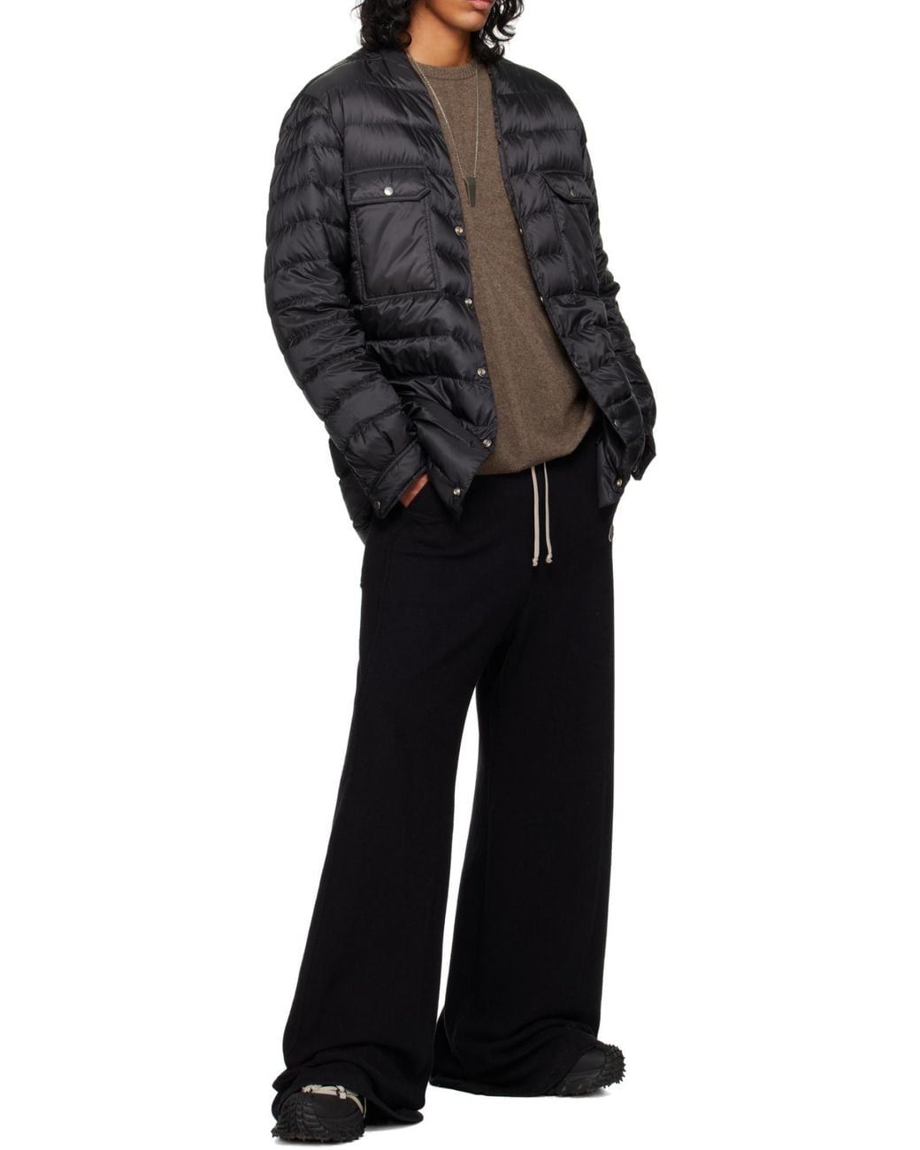 Moncler Black Moncler Rick Owens V-Neck Padded Jacket for men