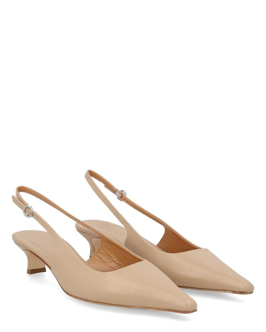 Aeyde Natural Pointed Toe Slingback Pumps