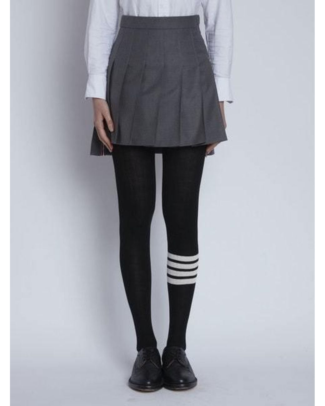 Thom Browne Black 4-Bar Striped Ribbed Tights