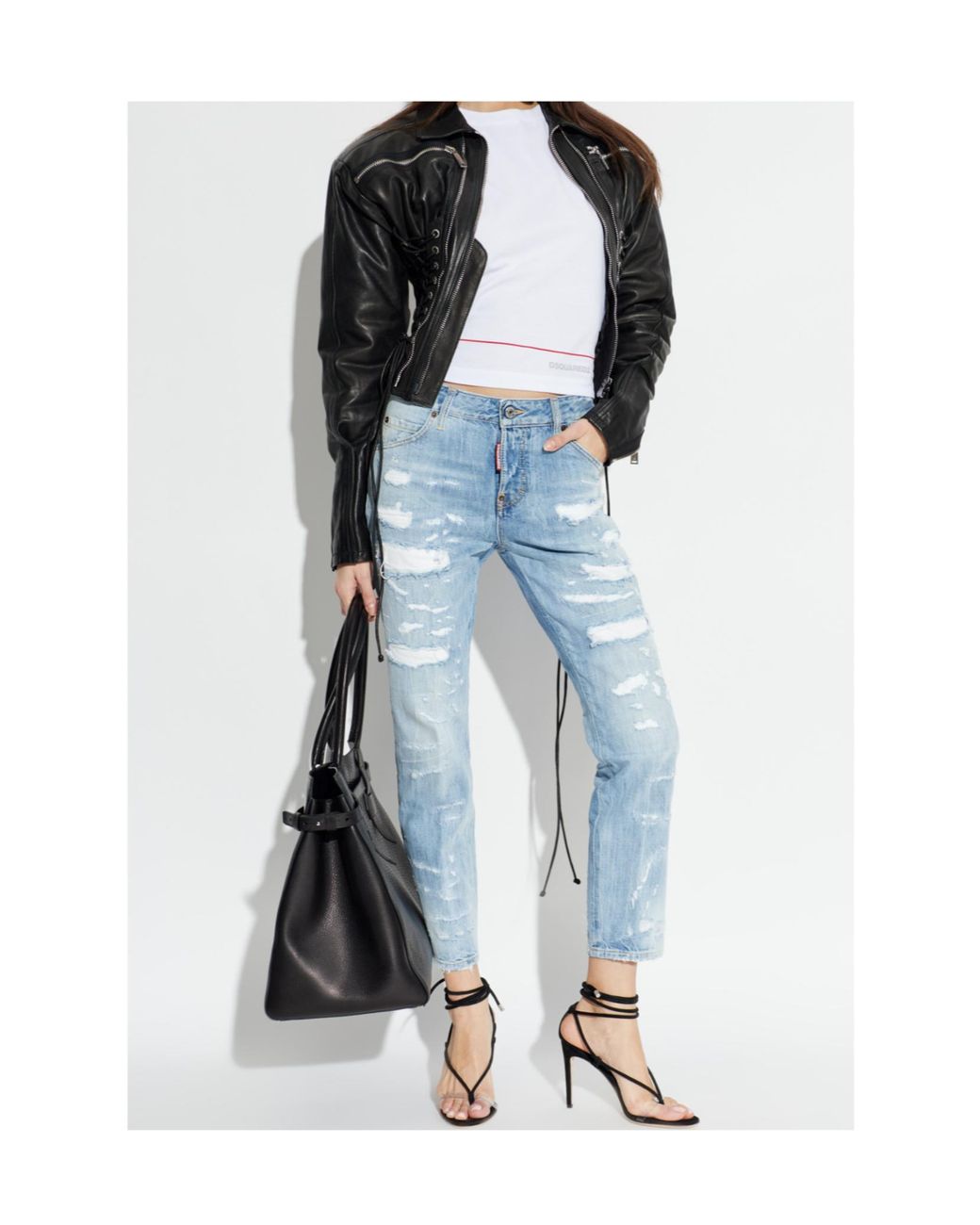 DSquared² Blue Distressed Teddy Jeans