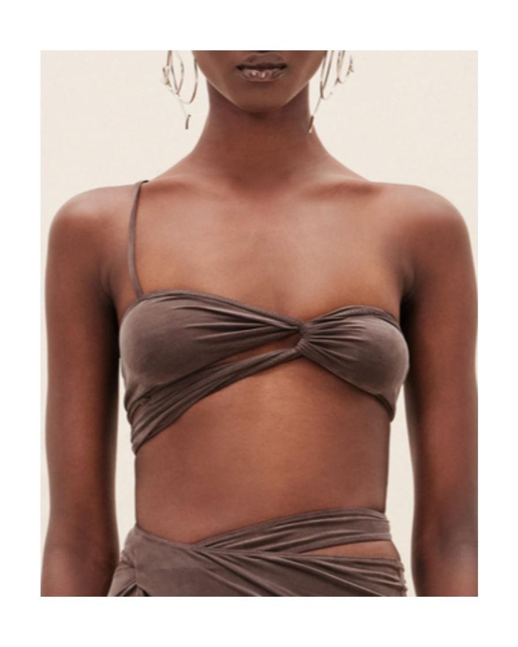 Jacquemus Brown Asymmetric Twisted Bandeau