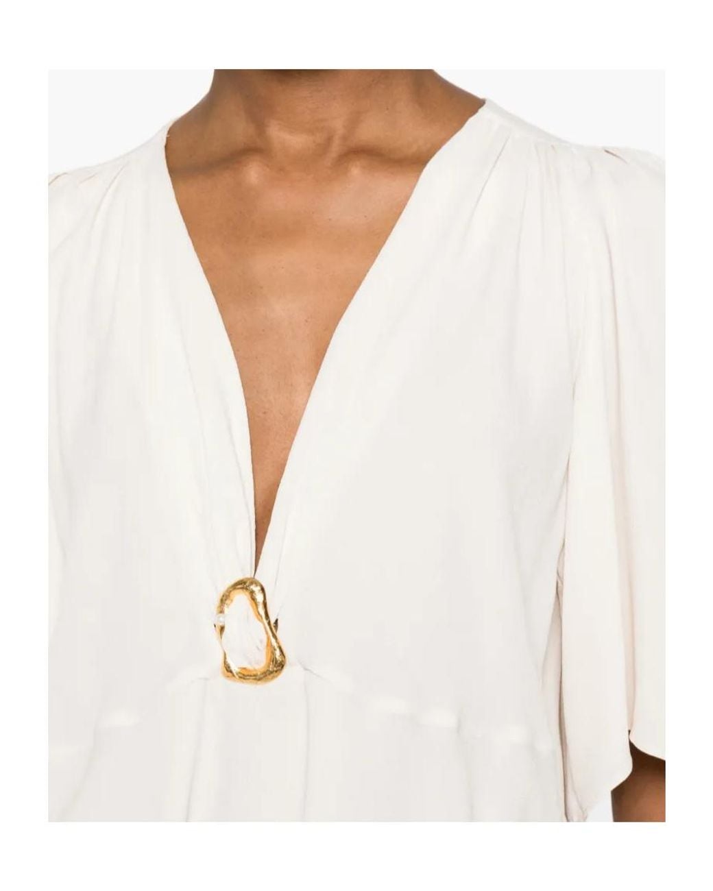 Forte_forte White Hammered-Texture Ring-Drape Top