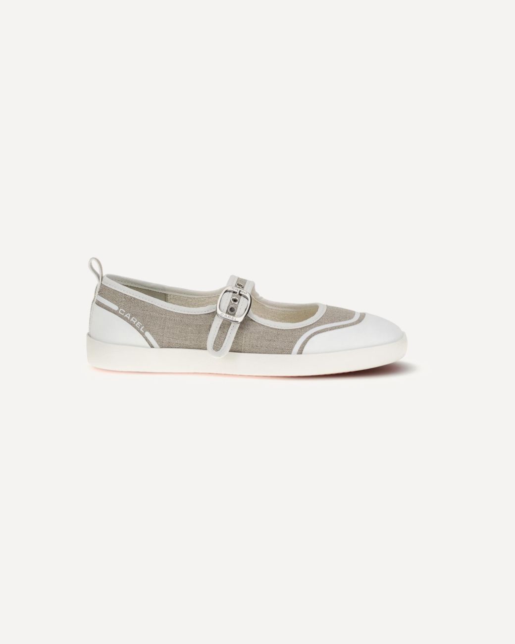 CAREL PARIS White Carel Logo Printed Buckle Fastened Ballerinas