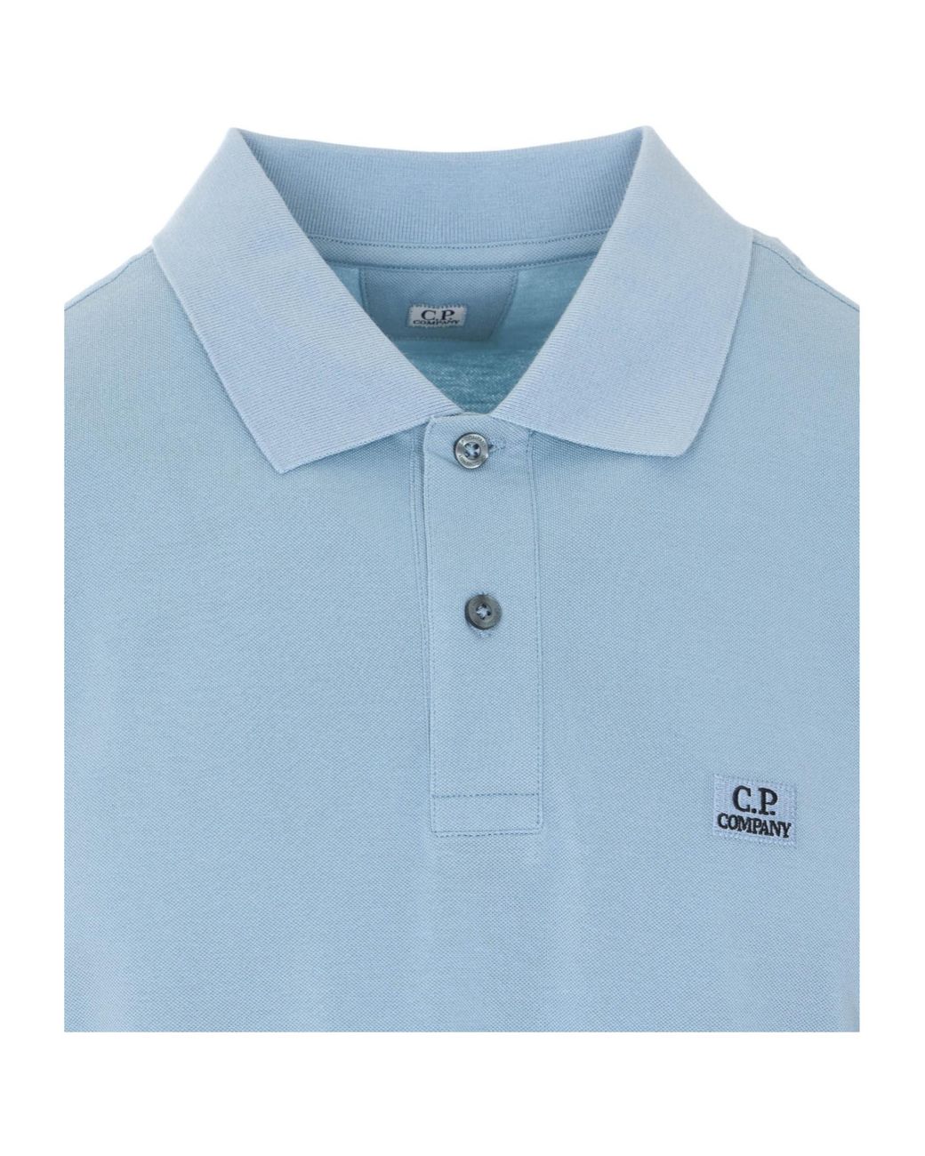 C P Company Blue Logo Embroidered Short-Sleeved Polo Shirt for men