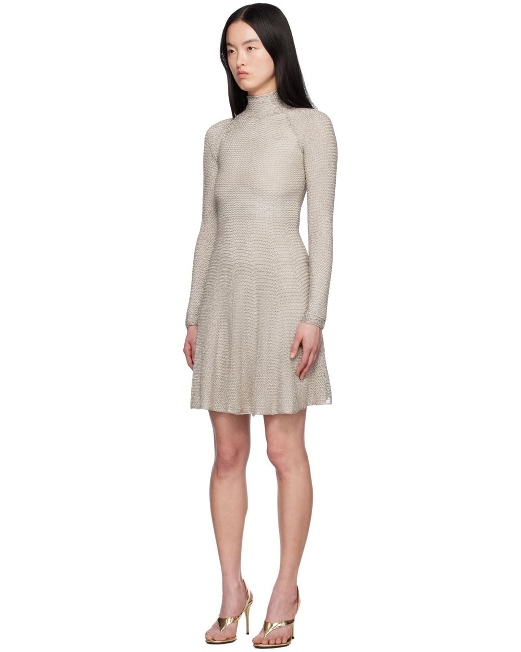 Alaïa Gray Alaïa Mesh Knit Short Dress