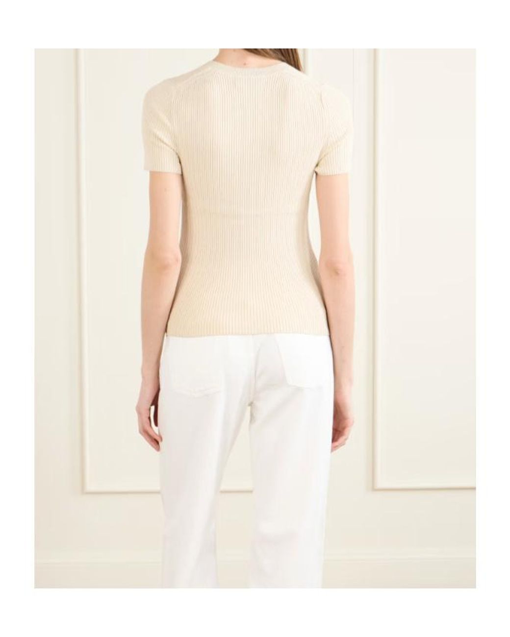 Nili Lotan White V-Neck Knit T-Shirt
