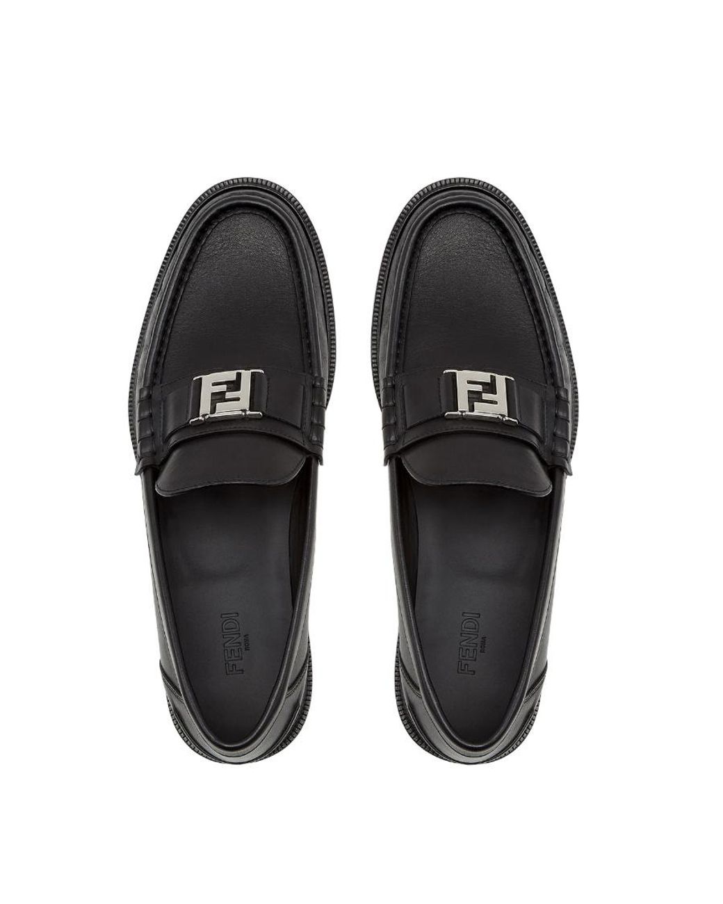 Fendi Black Ff Squared Loafers for men