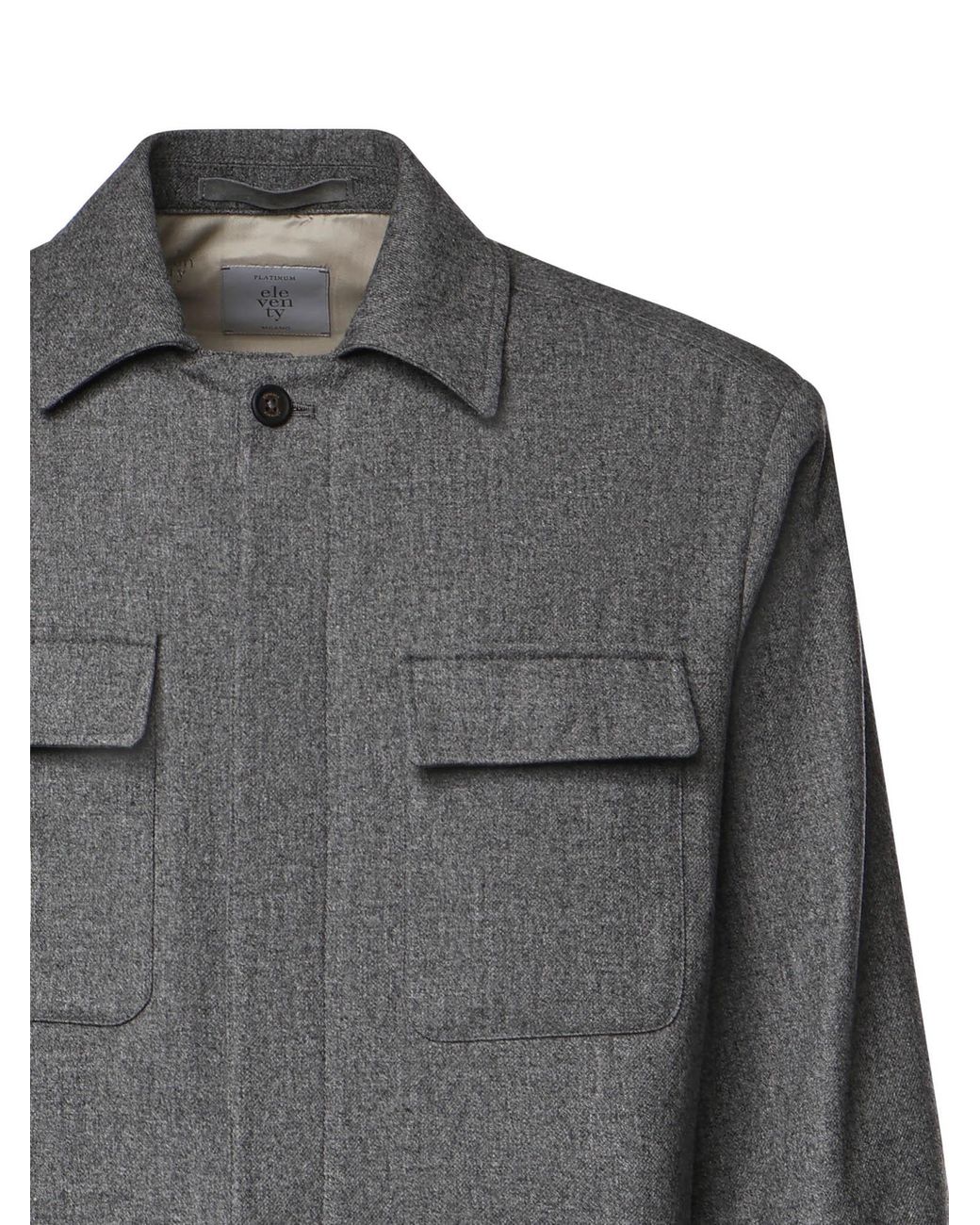Eleventy Gray Flap-Pocket Shirt Jacket for men