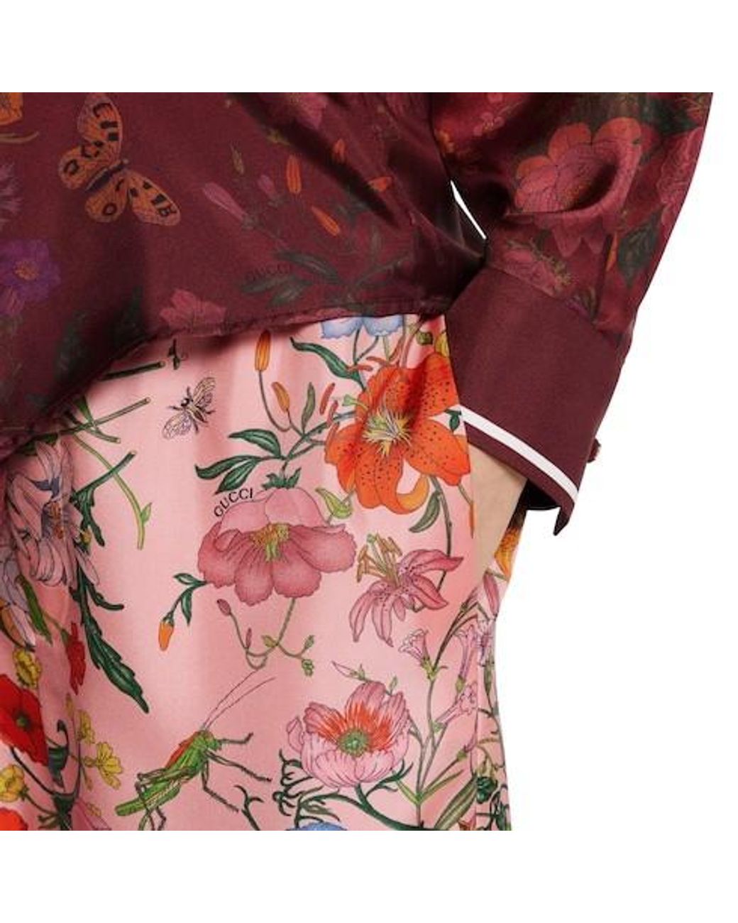 Gucci Red Floral Detailed Gradient Drawstring Pants