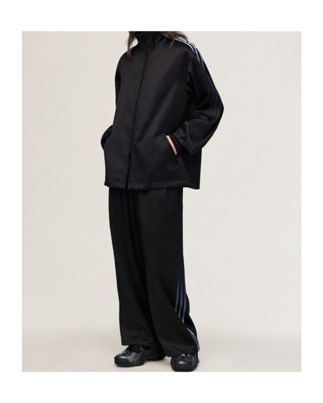 Y-3 Black Satin Gradient 3-Stripes Track Top for men