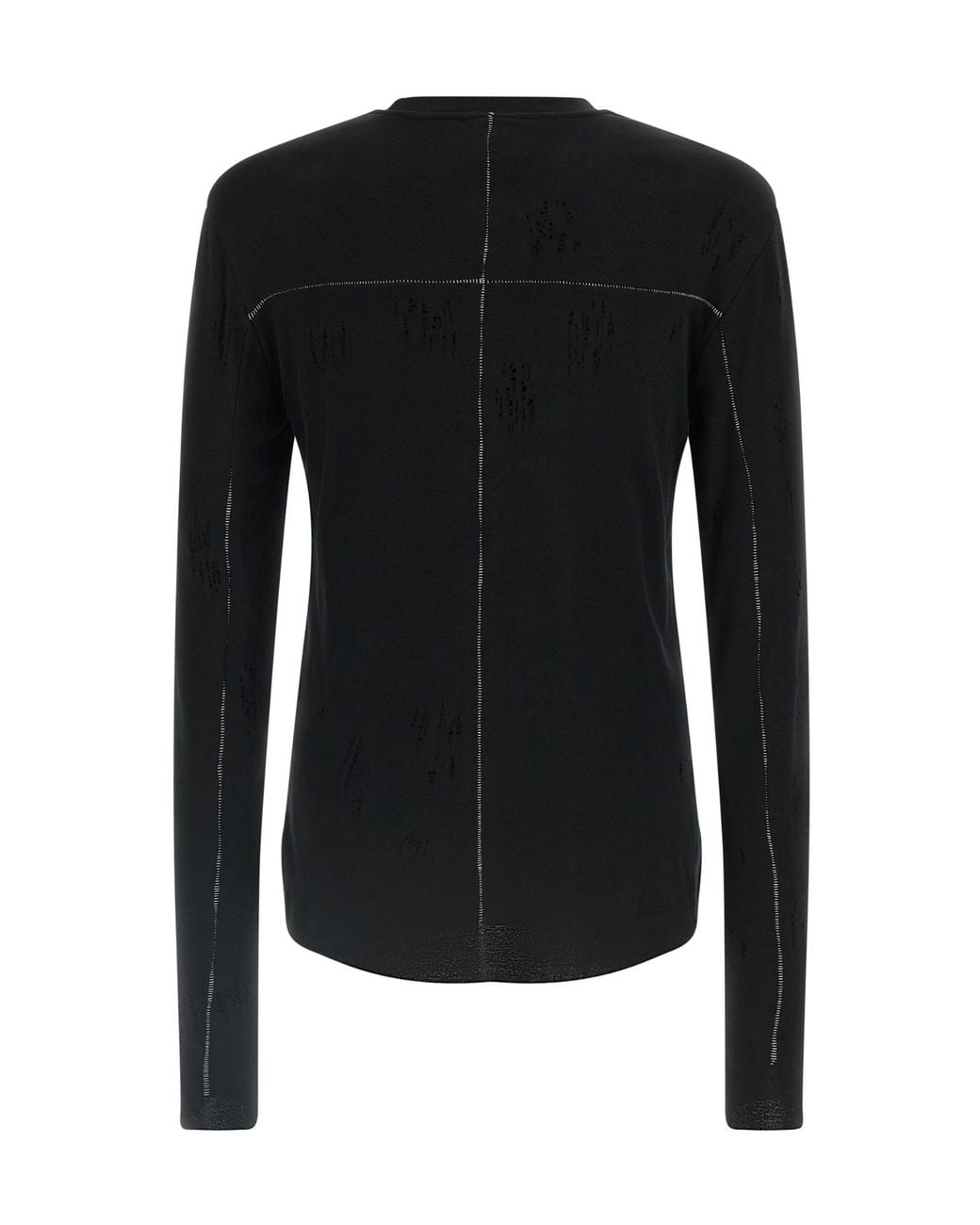 Thom Krom Black M Ts 969 Distressed Long Sleeve T-Shirt for men