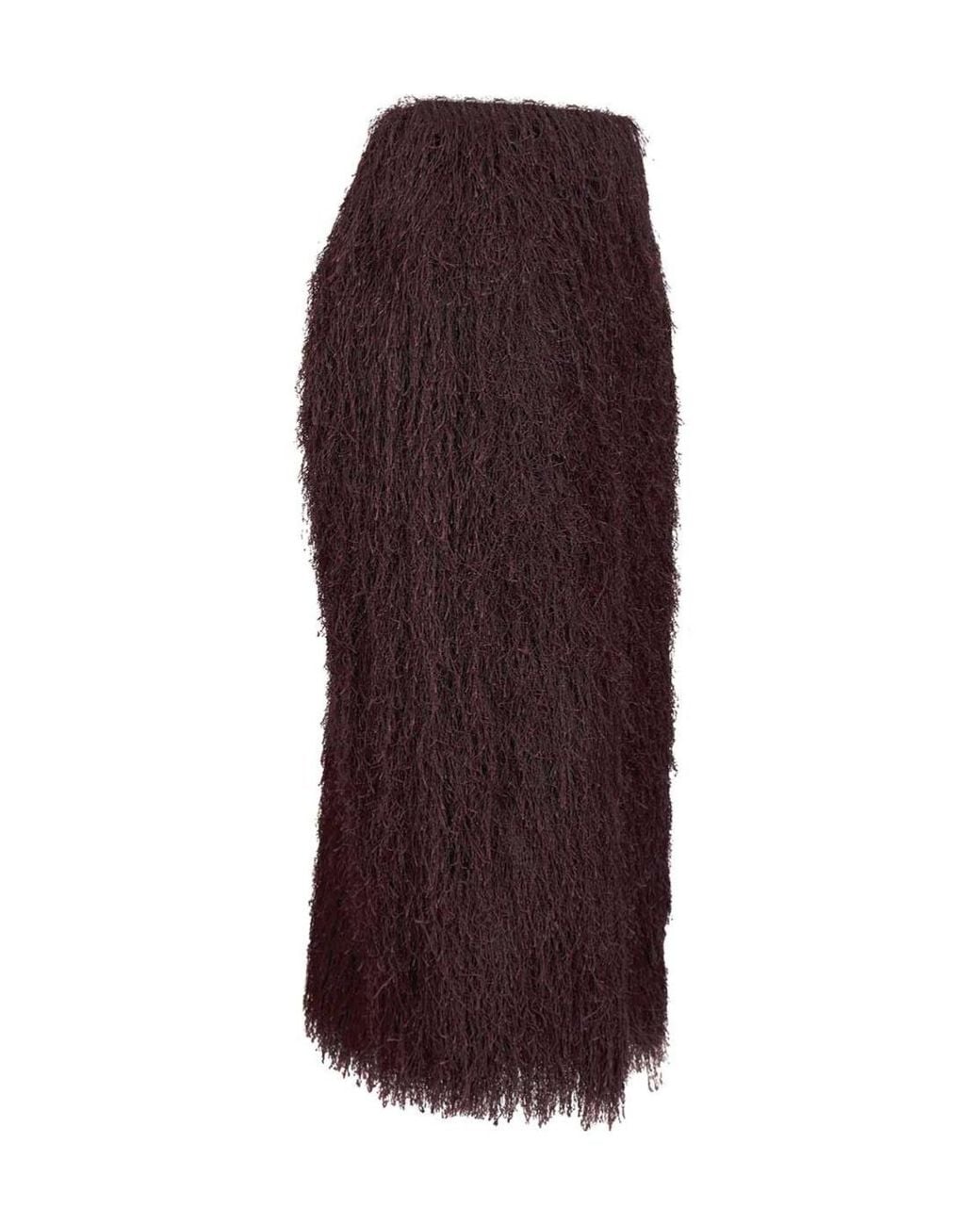 Dries Van Noten Purple Sokna Fringed Skirt