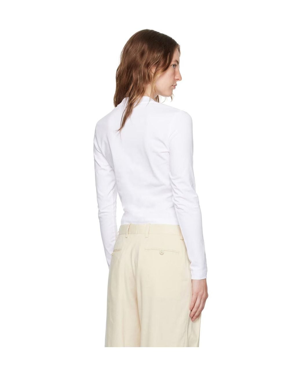 Jacquemus White Logo Patch Long-Sleeve Top
