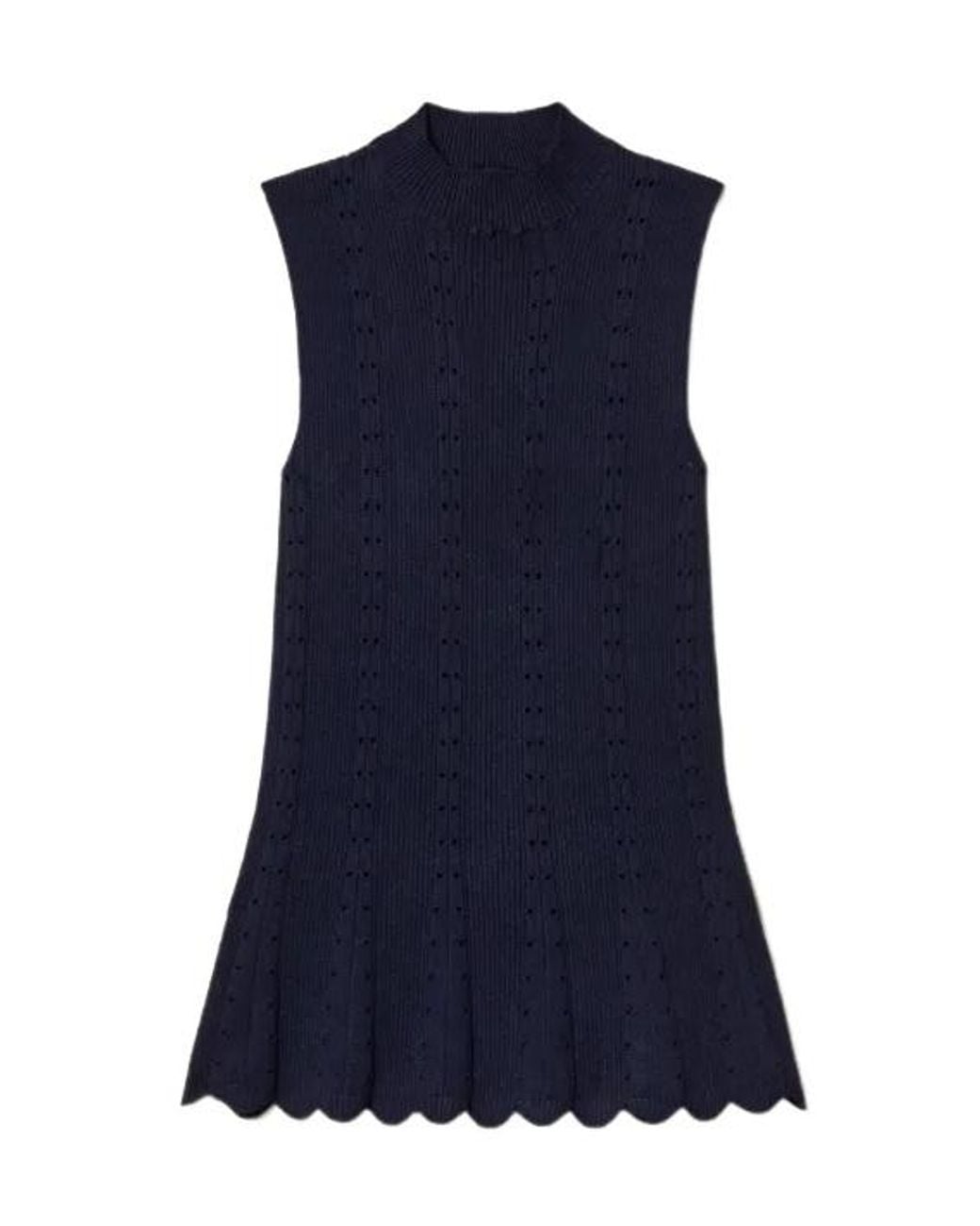 Twinset Blue Scalloped-Trim Top