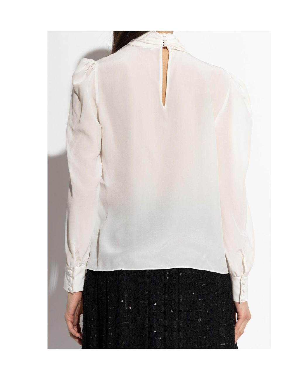 Alessandra Rich White High-Neck Blouse