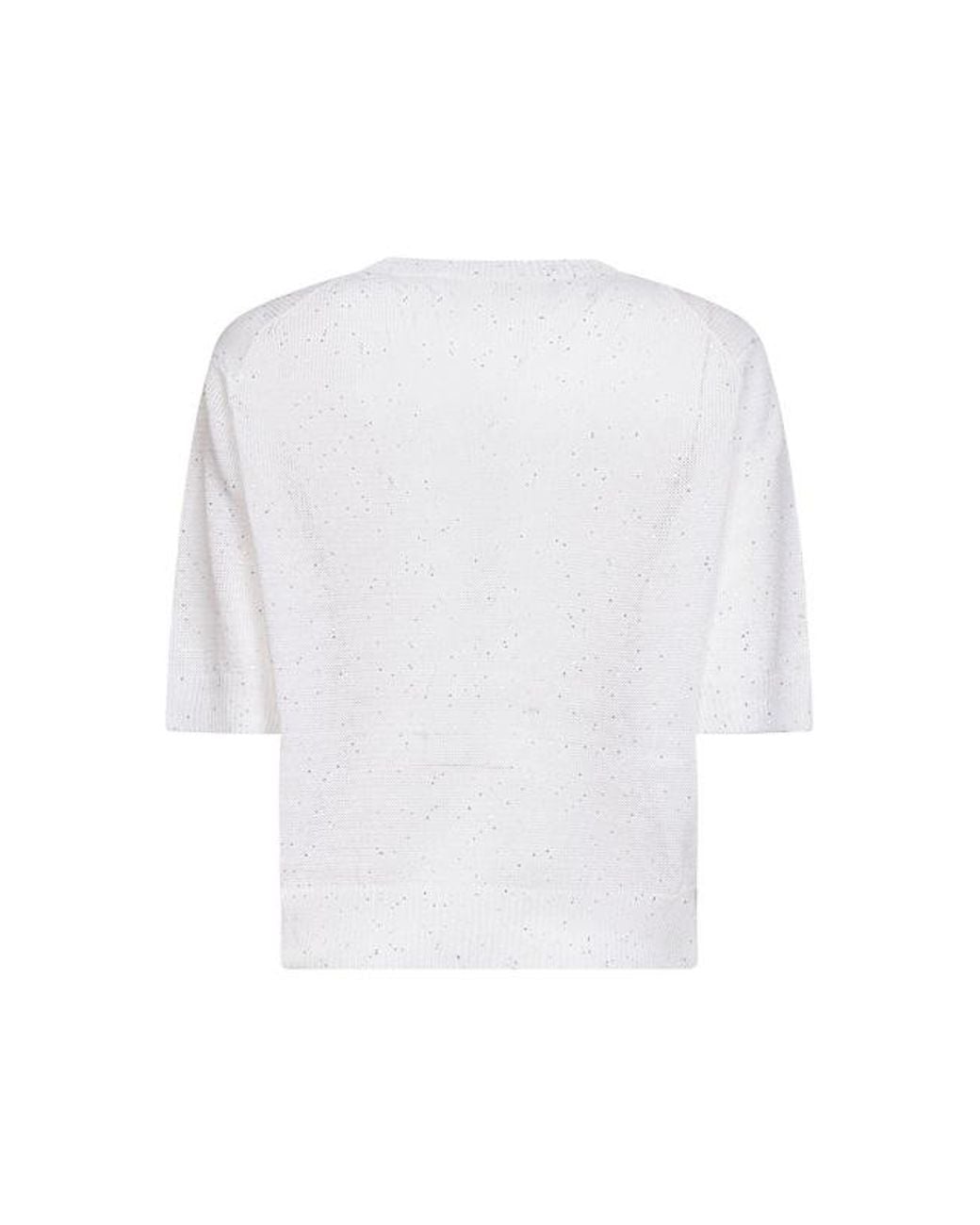 Brunello Cucinelli White Sequin Sweater