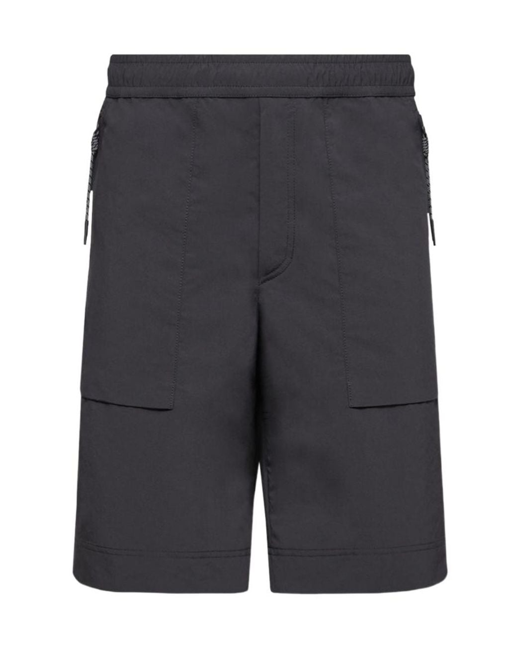 Moncler Gray Grenoble Logo Patch Drawstring Shorts for men