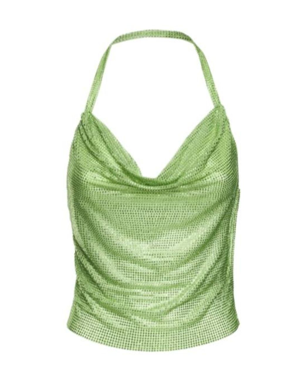 GIUSEPPE DI MORABITO Green Embellished Net Halter Top