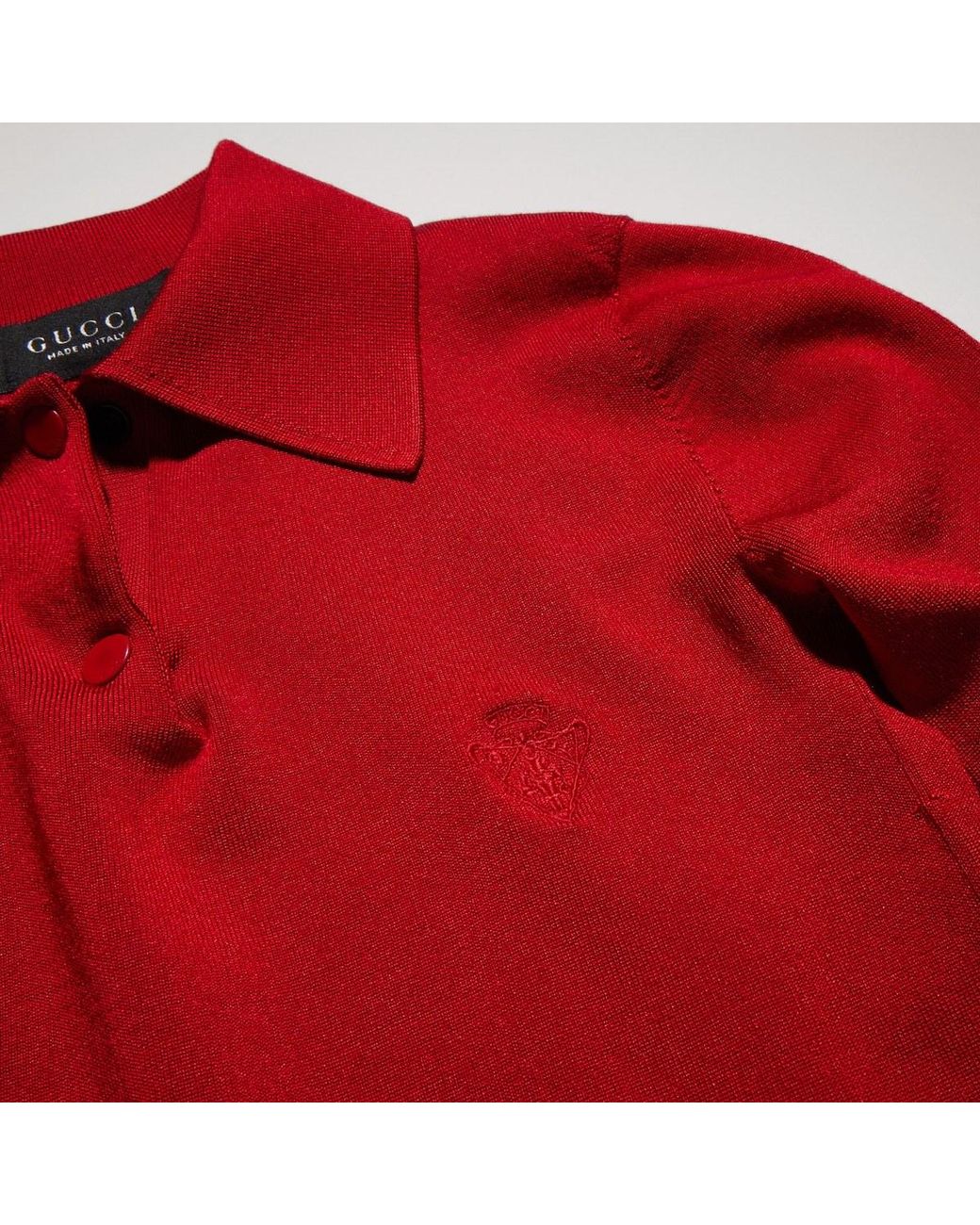 Gucci Red Fine Stretch Knit Polo Shirt