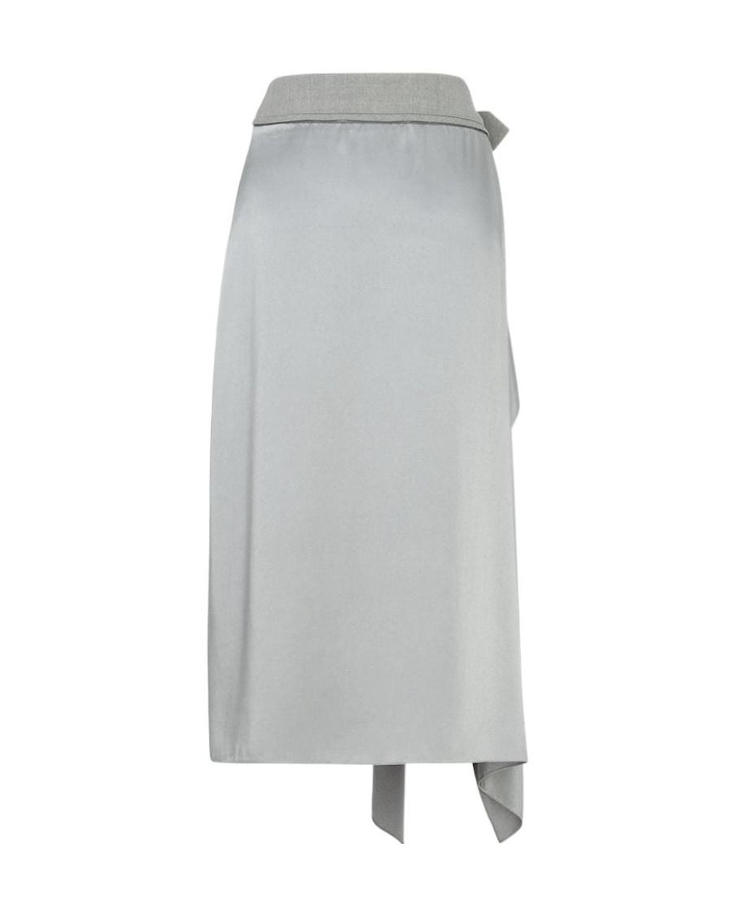 Fendi Gray Belted Ruffled Midi Skirt