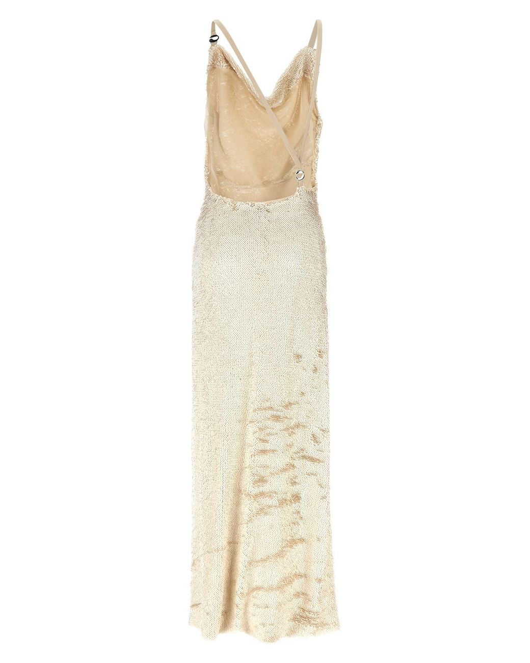 Coperni White Sequin-Embellished Draped Dress