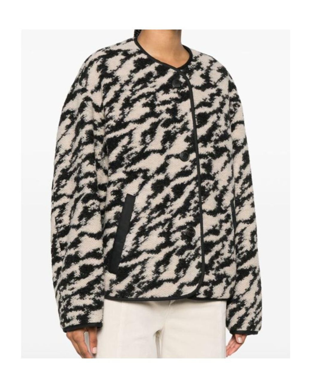 Isabel Marant Black Isabel Marant Étoile Himala Zebra-Printed Button-Up Jacket