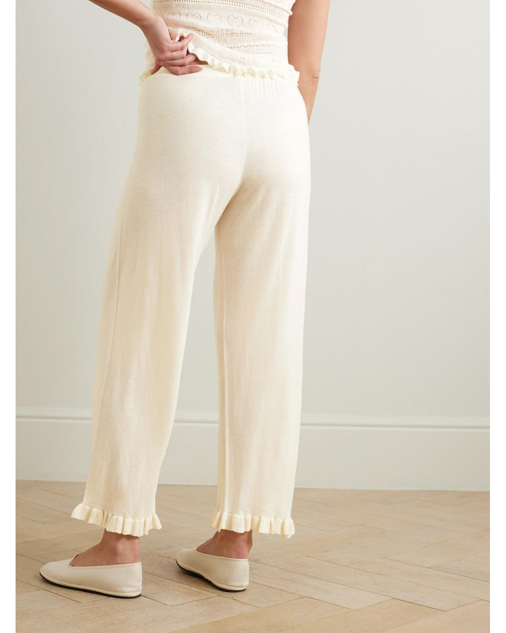 Eres White High-Waisted Casual Trousers