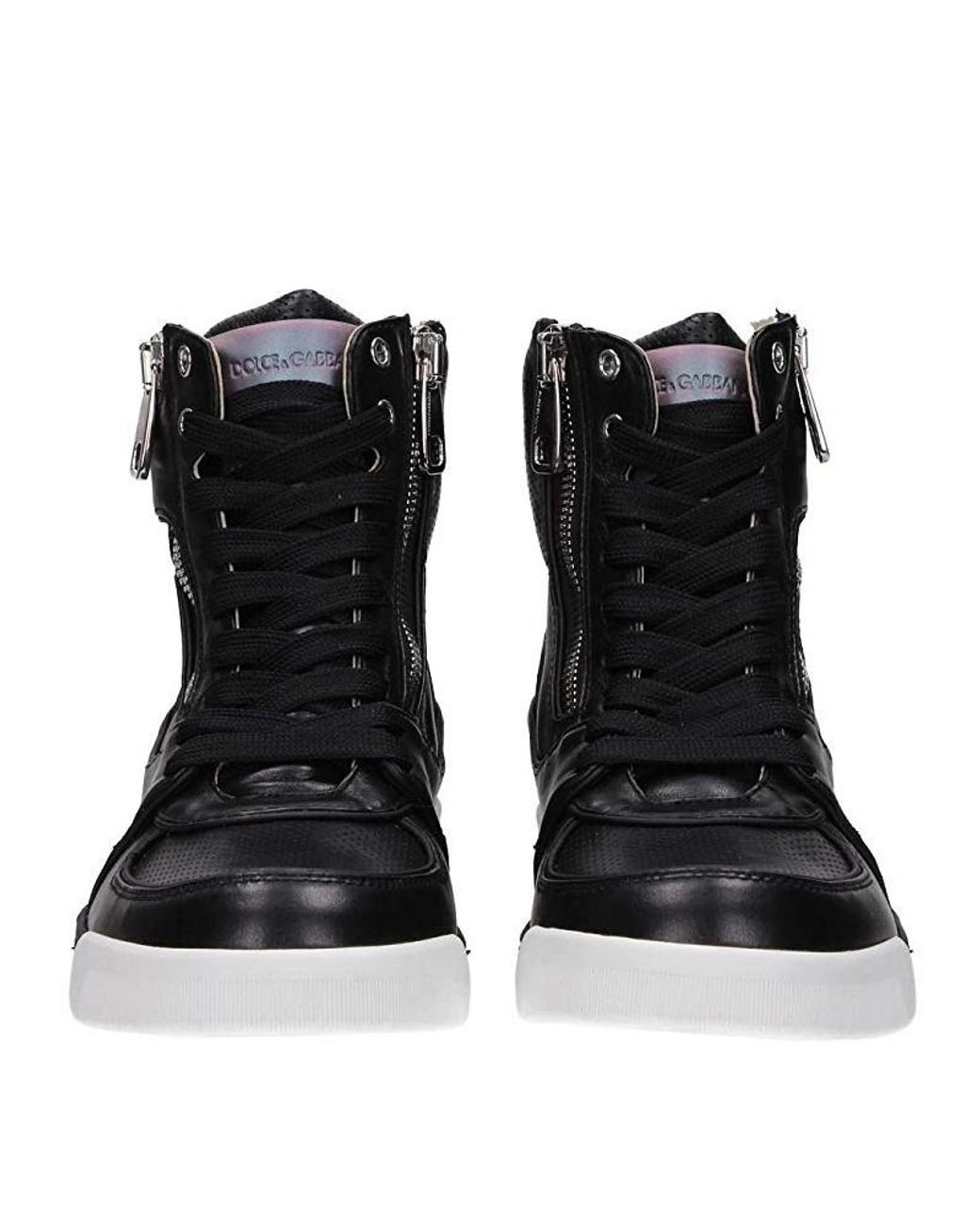 Dolce & Gabbana Black High-Top Strap Casual Shoes