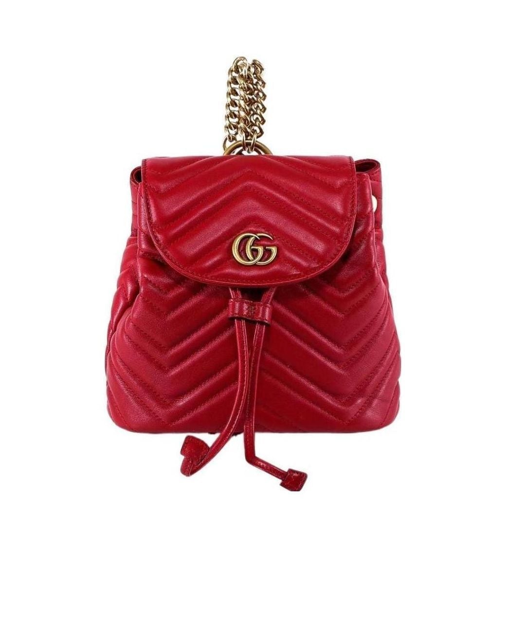 Gucci Red Marmont Quilted Leather Backpack