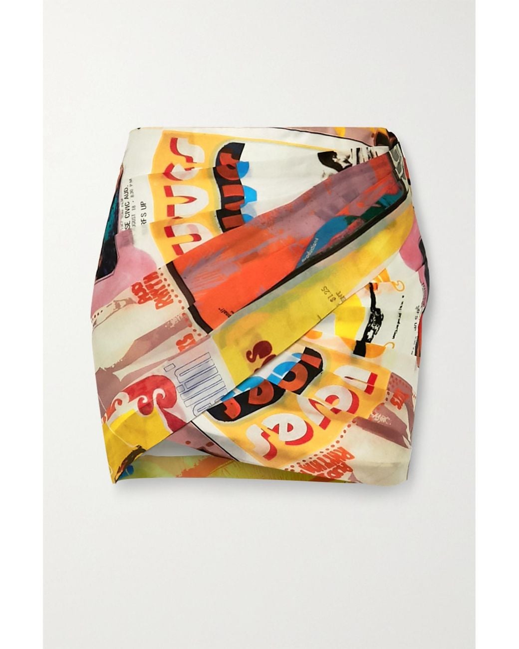 Zimmermann Multicolor Ruched Printed Wrap-Effect Silk-Organza Mini Skirt