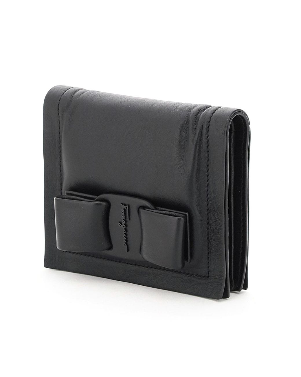 Ferragamo Black Bow-Detail Leather Wallet