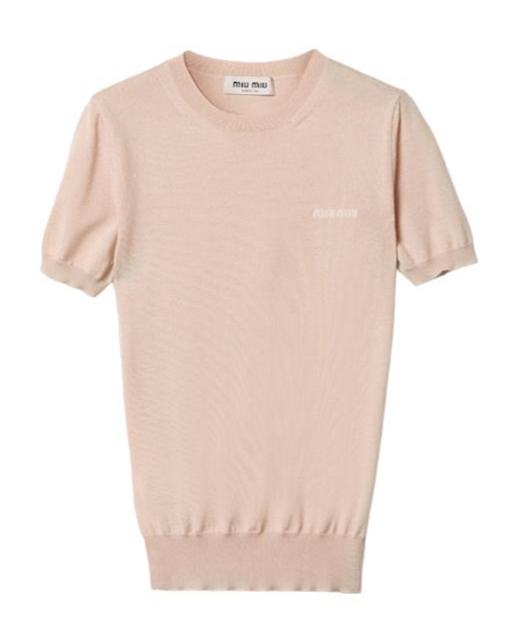 Miu Miu Pink Logo Jacquard Fine-Knit Top