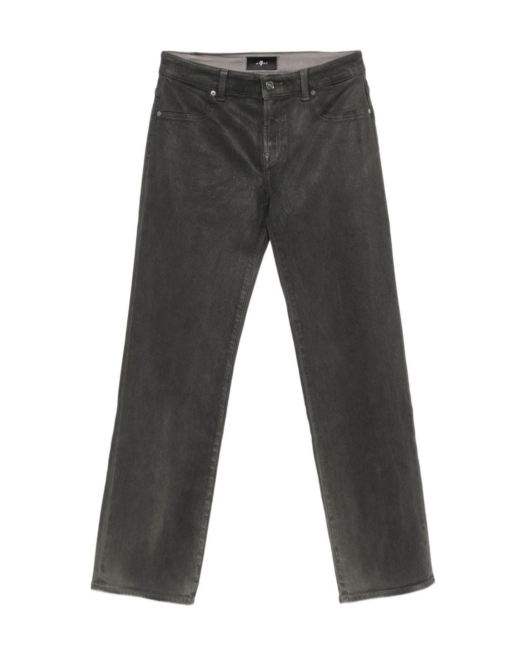 7 For All Mankind Gray Calie Logo-Patch Straight Jeans