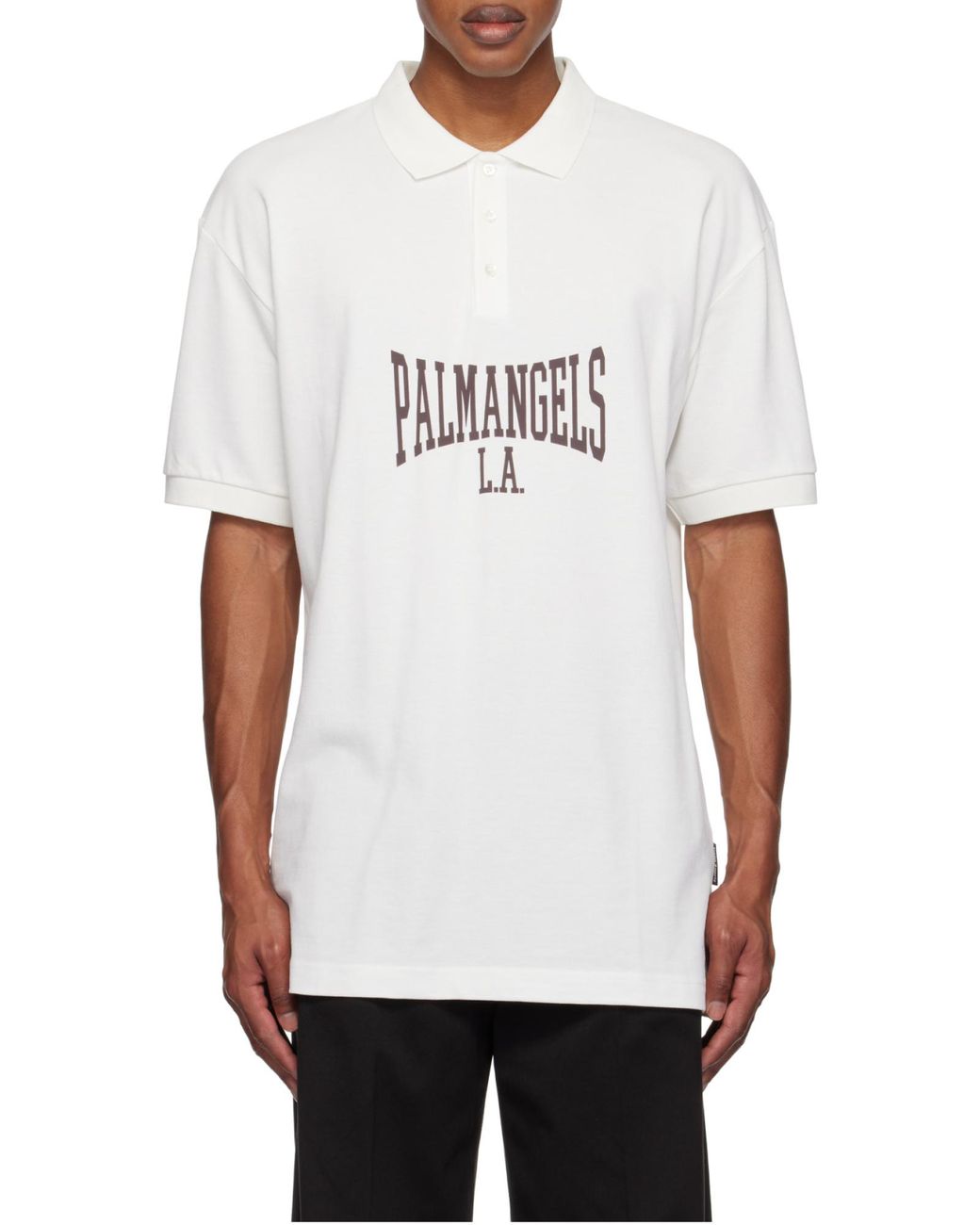 Palm Angels White Logo Printed Crewneck T-Shirt for men
