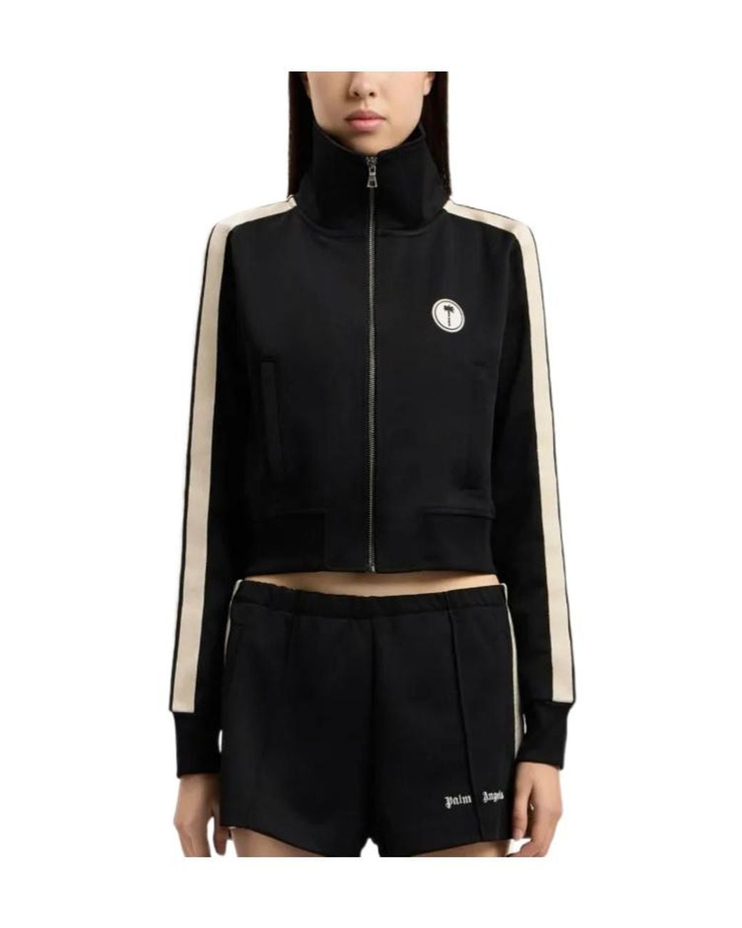 Palm Angels Black Tree-Logo Sleeve-Bands Sweatshirt