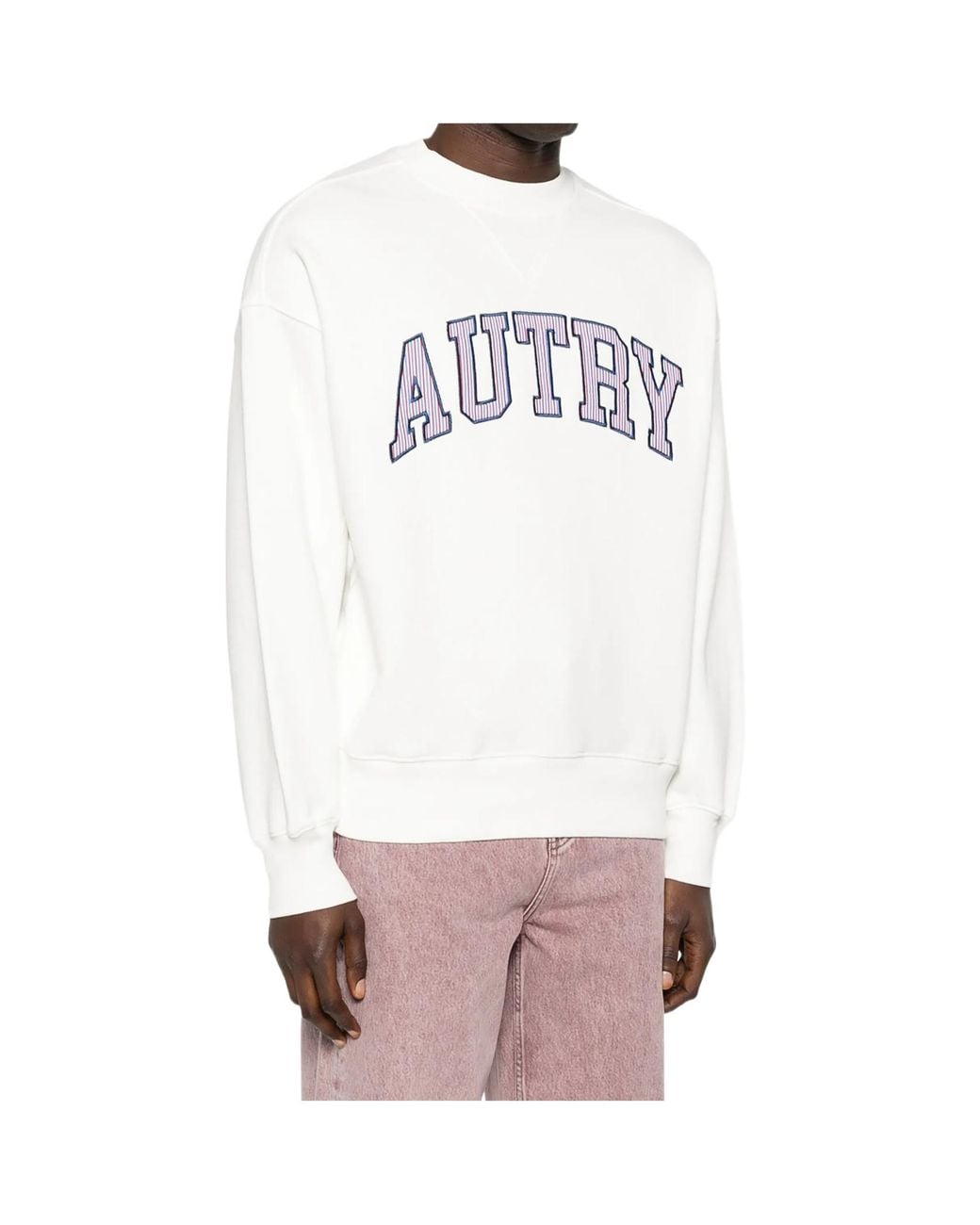 Autry White Logo Embroidered Crewneck Sweatshirt for men