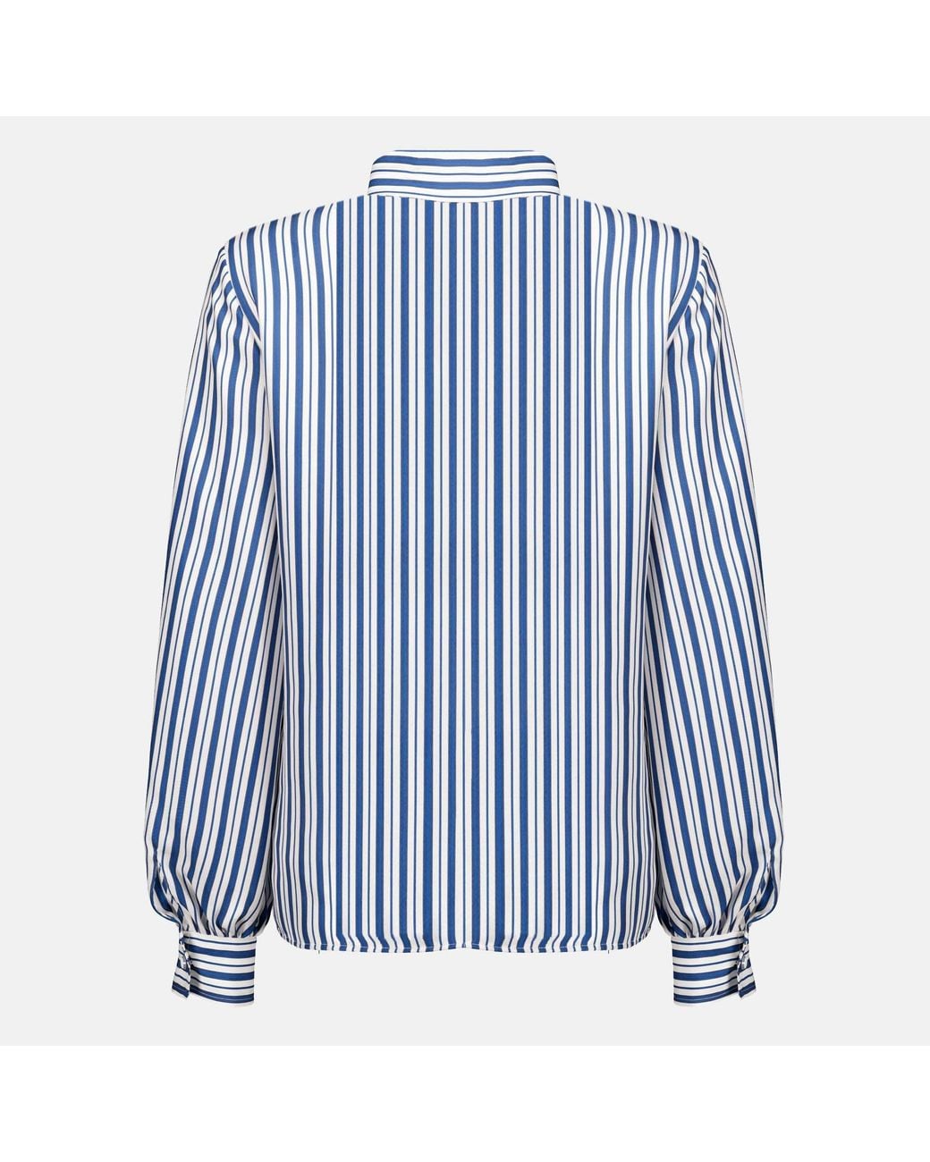 Max Mara Blue Striped Bow-Neck Top