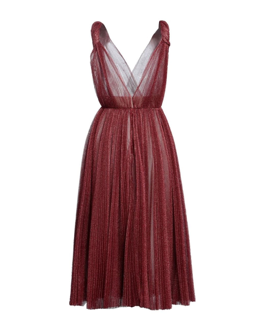 Dolce & Gabbana Red Pleated Sleeveless Long Dress
