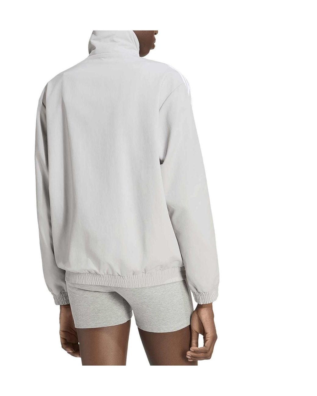 Adidas Originals White Stand-Collar Zip-Up Track Jacket