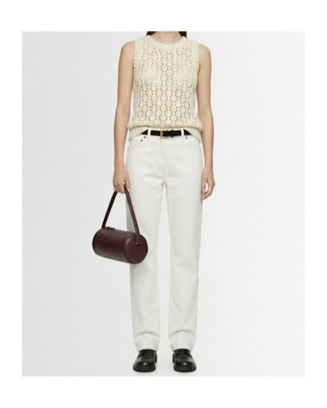 Fabiana Filippi Natural Sequined Diamond Stitch Vest