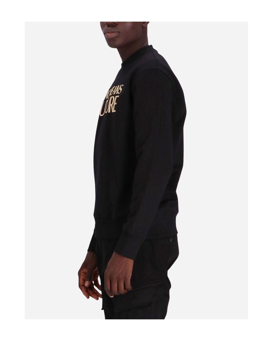 Versace Jeans Black Round-Collar Long-Sleeve Hoodie for men