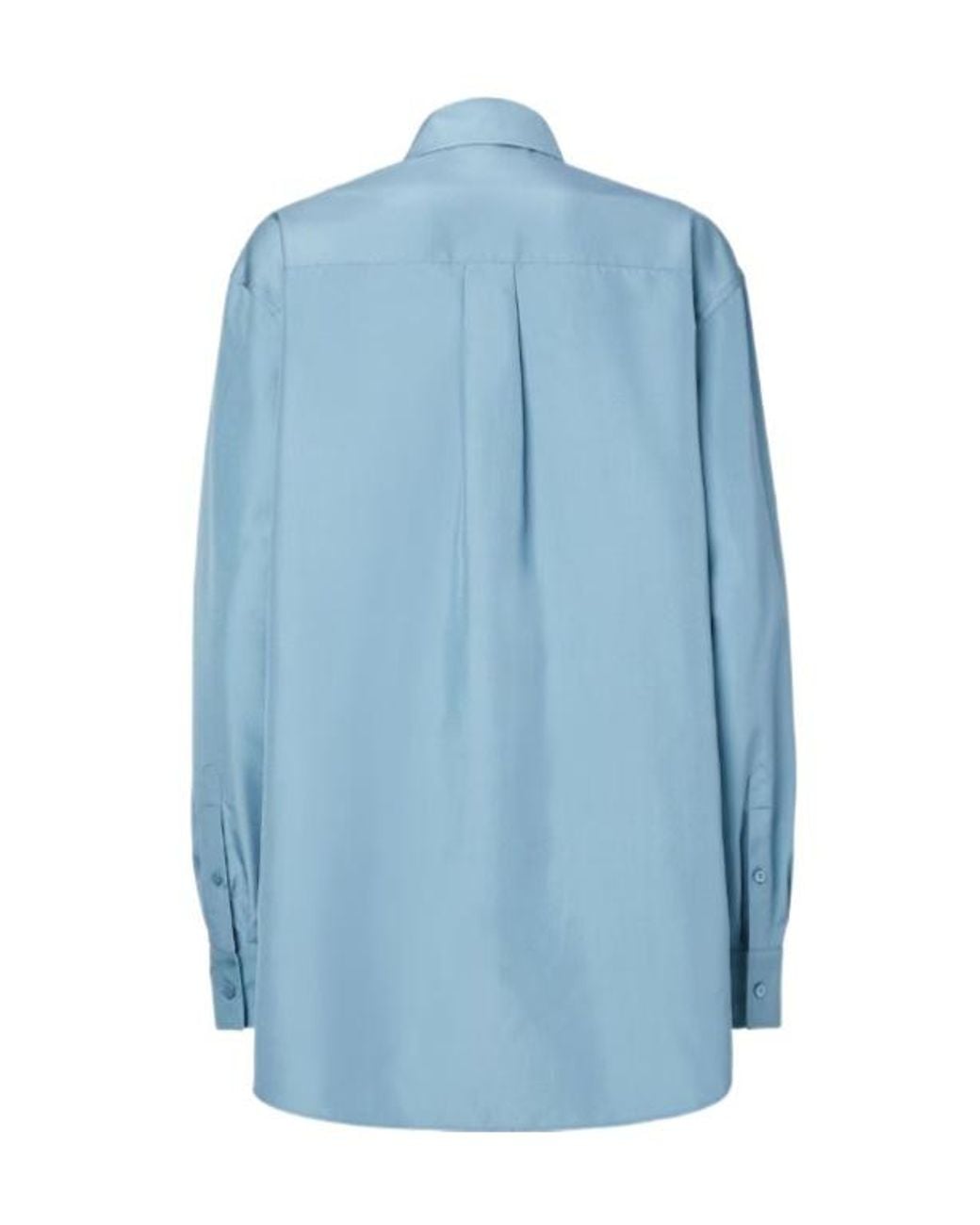 Fendi Blue Long-Sleeved Oversized Poplin Shirt