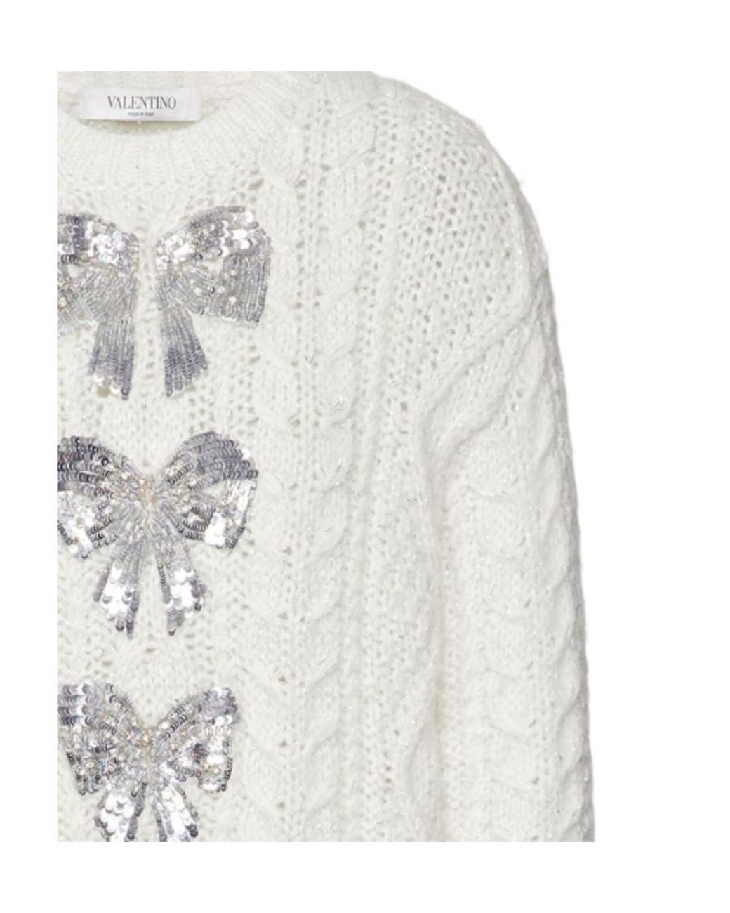 Valentino White Knitted Inlaid Pullover